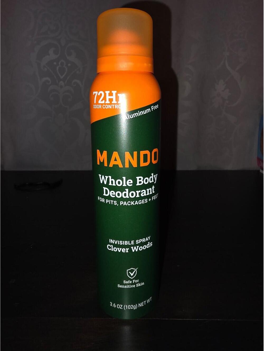 Mando Deodorant Spray for Men, Aluminum Free - Clover Woods Scent, 3.6 Oz - NEW
